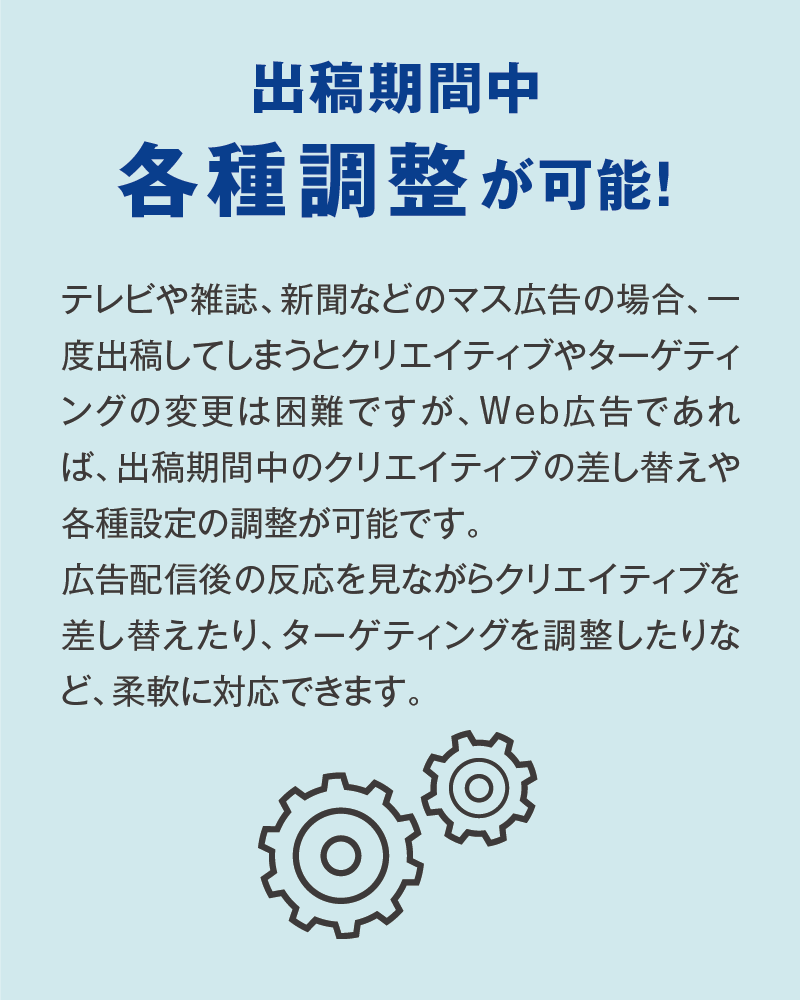 出稿期間中各種調整が可能